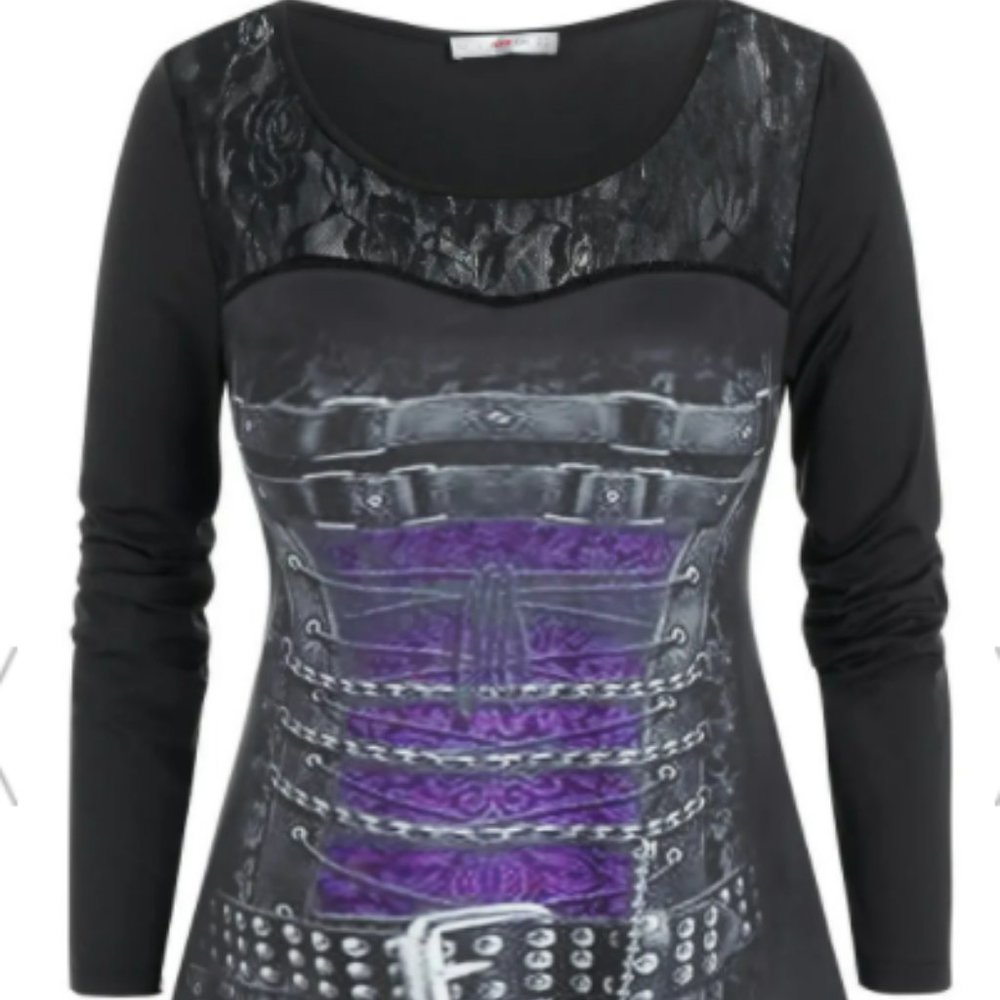 Rosegal Plus Size Buckle Chain Print